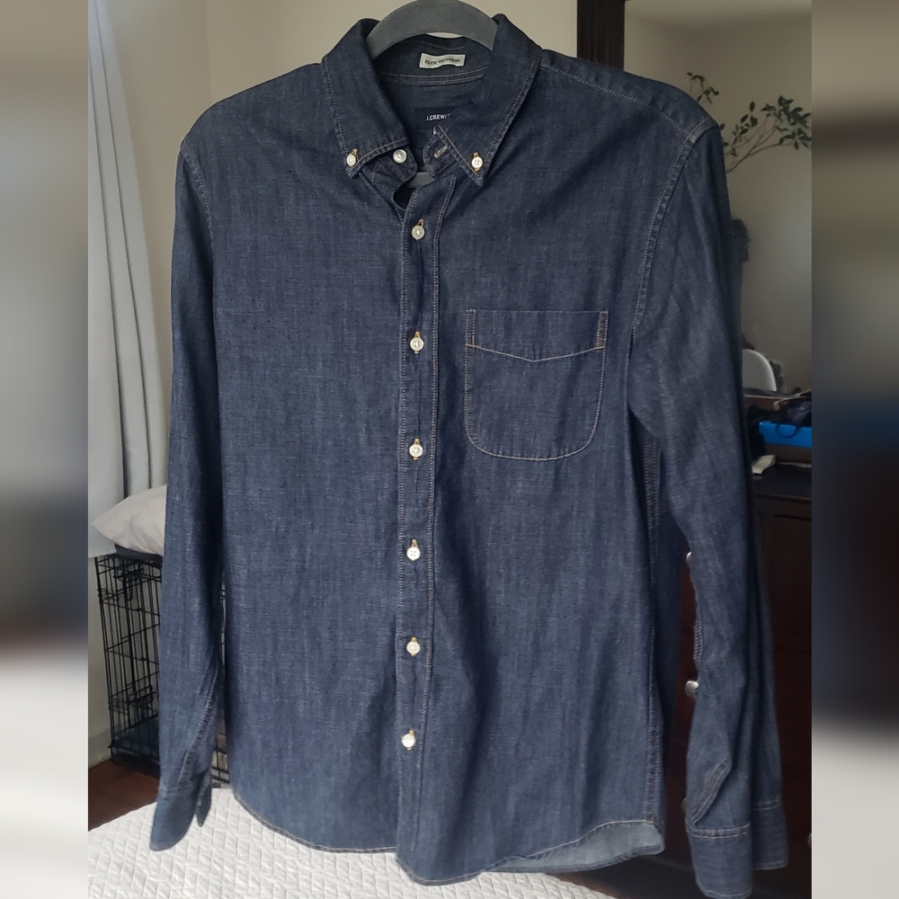 J. Crew Jeans slim untucked dark wash denim shirt, size small